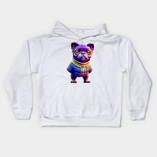 Pug in Purple Villain Suit - Adorable Dog Dressed in a Purple Skin Costume Kids Hoodie